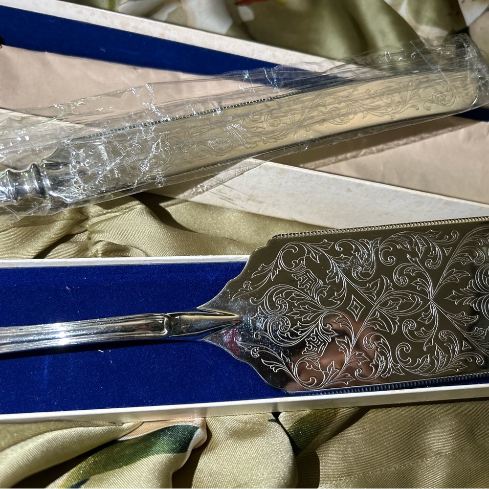 Sheffield Silver Co. Kings Pattern Cake Lasagna Spatula Server&cake knife set - Picture 5 of 10